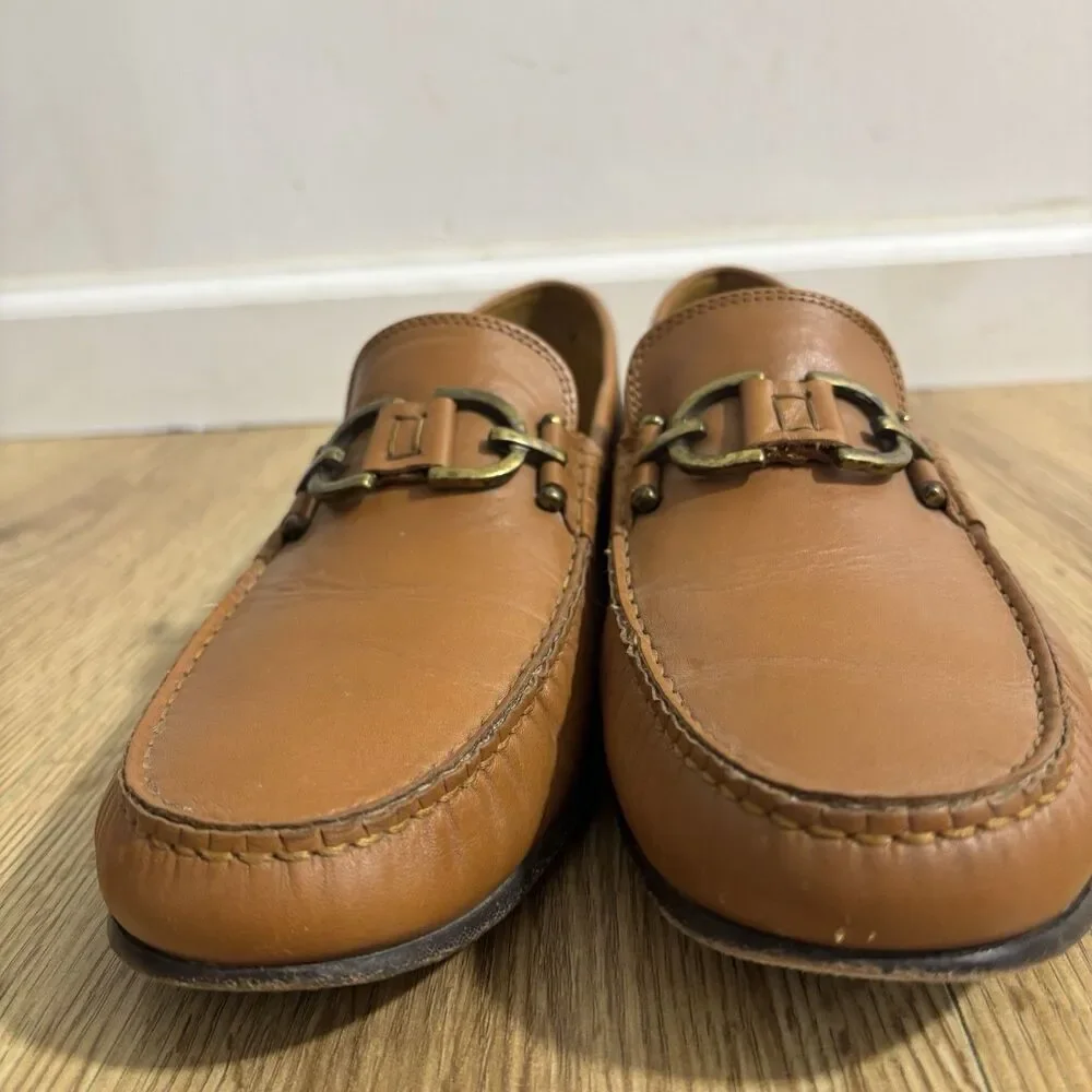 Donald J Pliner Dacio Loafer Men’s Sz 9.5 Brown Leather Moc Toe Bit Shoes